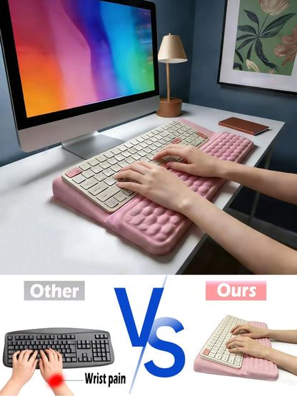 Ergonomic Keyboard Stand with Wrist Rest - Adjustable Tilt Keyboard Riser and Palm Support Pad, Non-Slip Desktop Computer Stand for Office Home Gift (Pink)