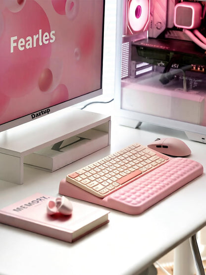 Ergonomic Keyboard Stand with Wrist Rest - Adjustable Tilt Keyboard Riser and Palm Support Pad, Non-Slip Desktop Computer Stand for Office Home Gift (Pink)