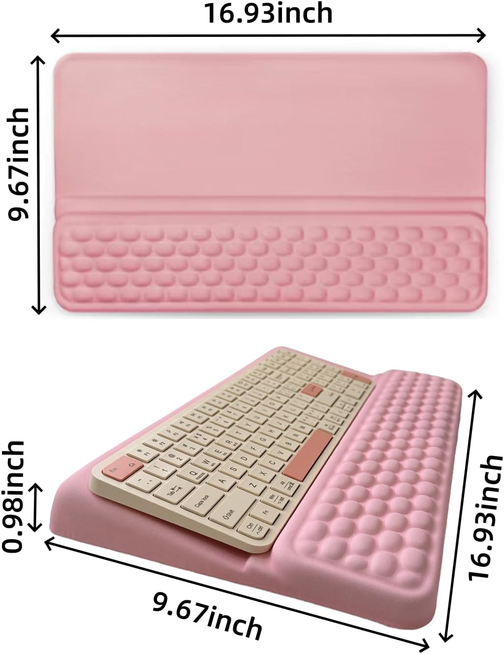Ergonomic Keyboard Stand with Wrist Rest - Adjustable Tilt Keyboard Riser and Palm Support Pad, Non-Slip Desktop Computer Stand for Office Home Gift (Pink)