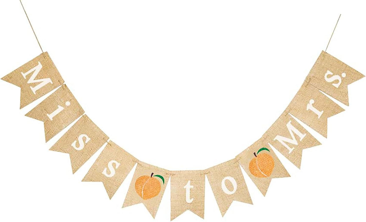 Miss to Mrs Peach Banner for Bridal Shower or Bachelorette Party Decoration