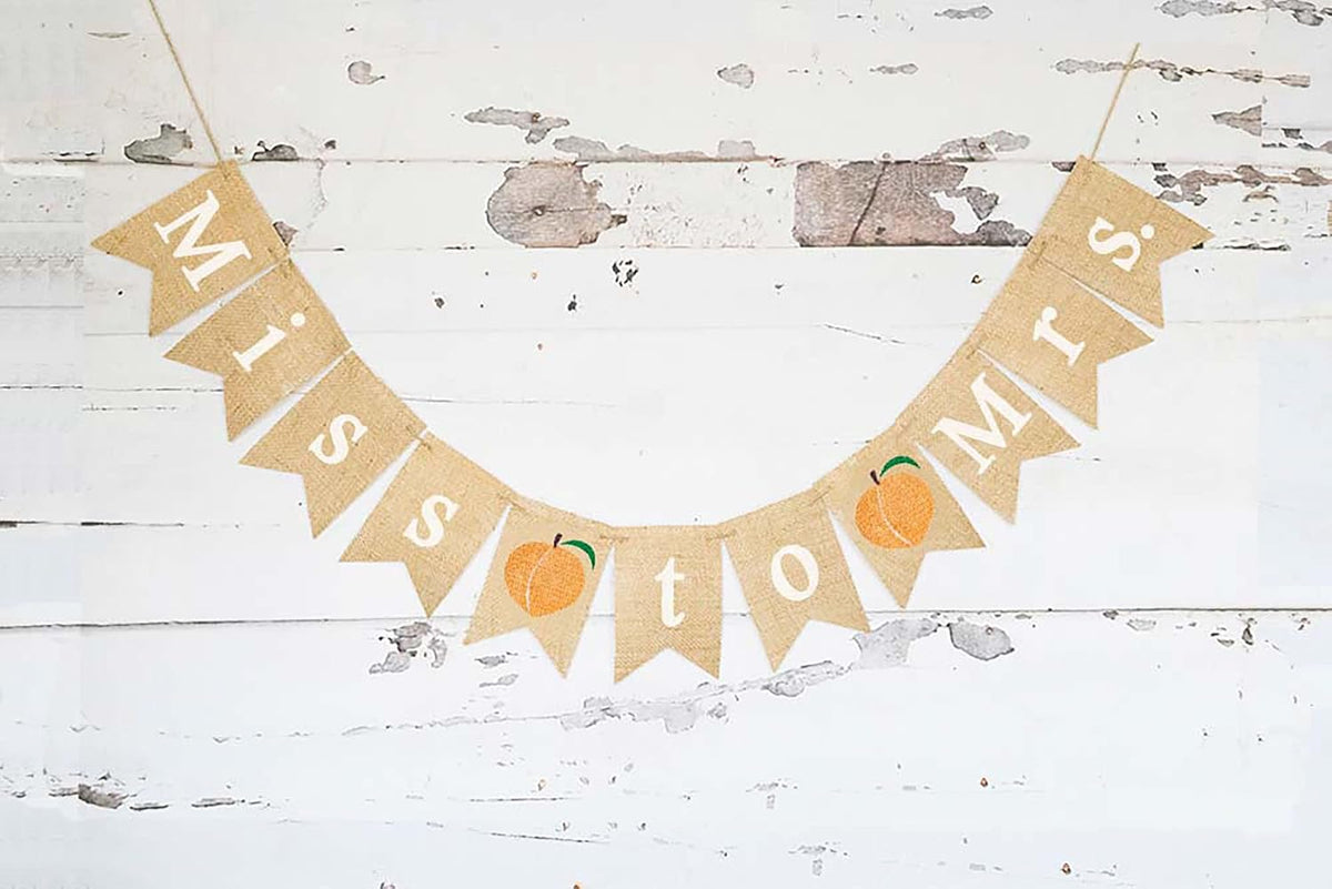 Miss to Mrs Peach Banner for Bridal Shower or Bachelorette Party Decoration