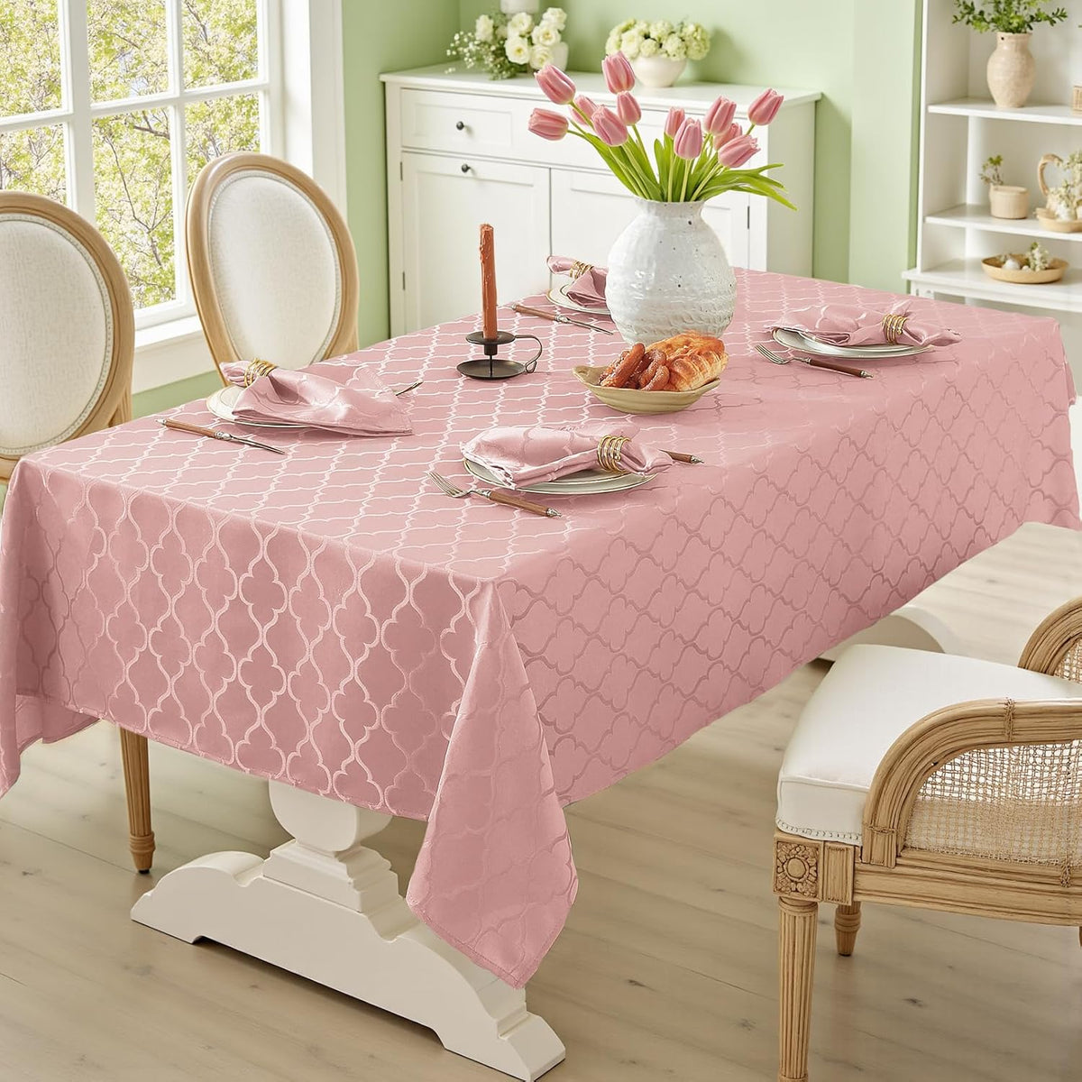 Tablecloth Rectangle, Jacquard, 52" x 70", Pink