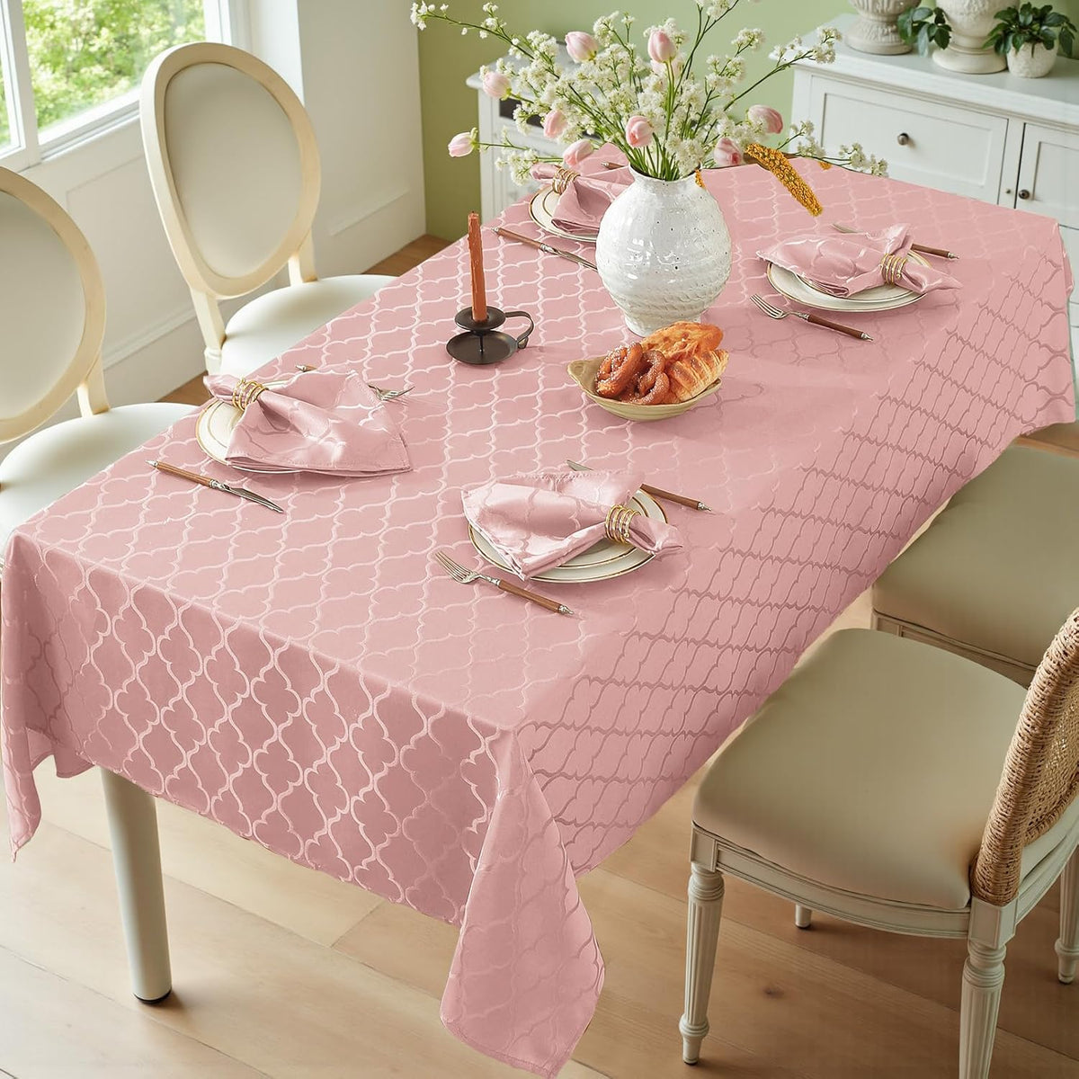 Tablecloth Rectangle, Jacquard, 52" x 70", Pink