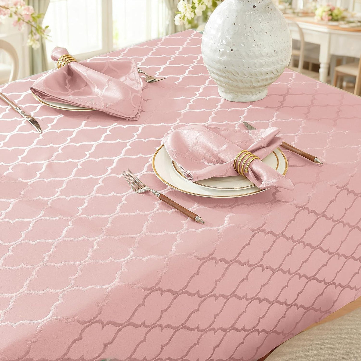 Tablecloth Rectangle, Jacquard, 52" x 70", Pink