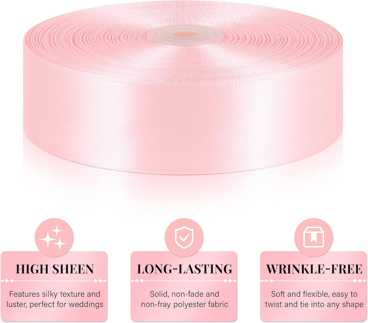 Baby Pink Ribbon 1-1/2 Inch x 100 Yards, Satin Ribbon