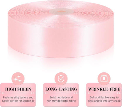 Baby Pink Ribbon 1-1/2 Inch x 100 Yards, Satin Ribbon
