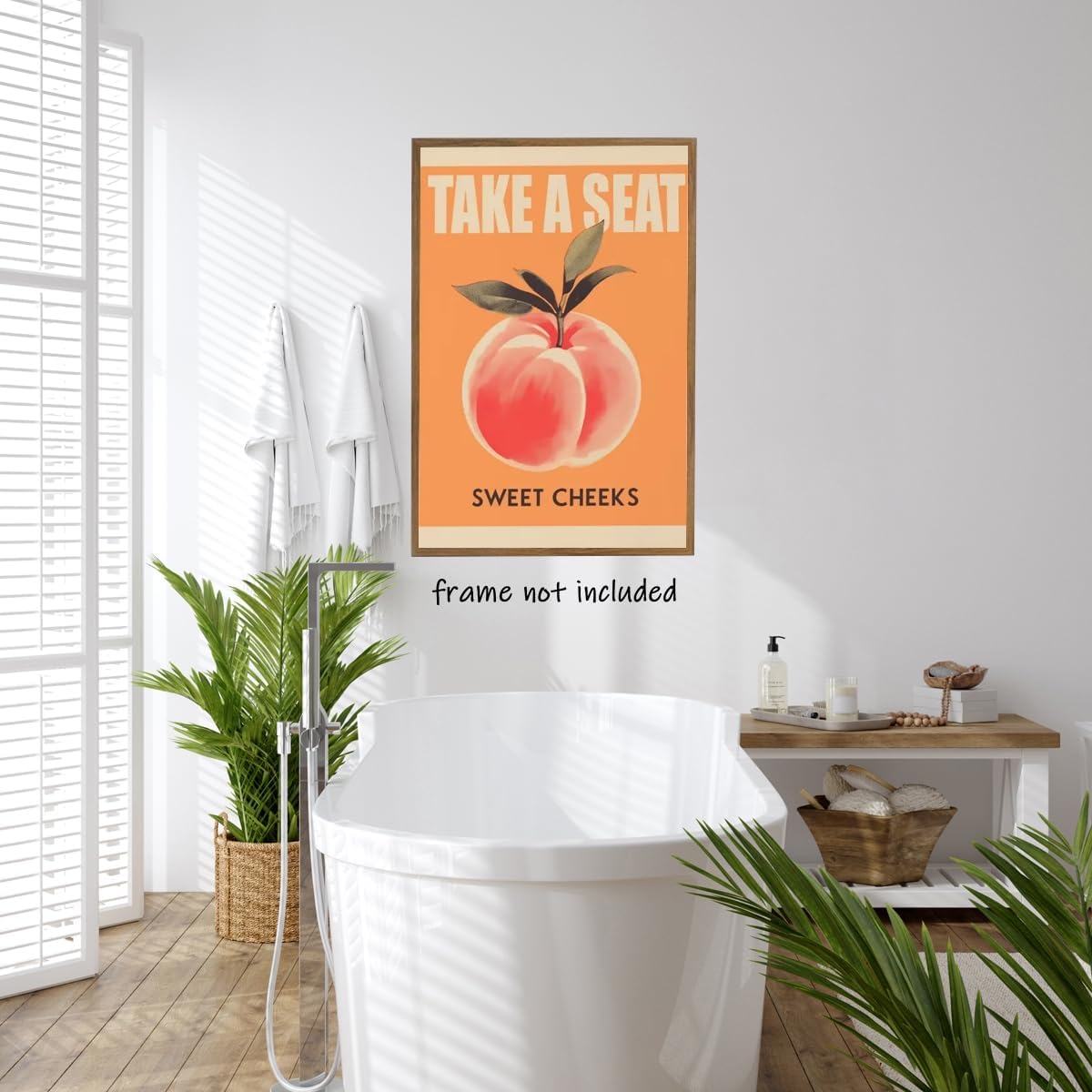 Funny Bathroom Decor Retro yellow Take a Seat Sweet Cheeks Poster Funny pink Peach Nice Bum Wall Art Print for Toilet Room Restroom Rustic Aesthetic Bathroom decor Unframed12x16inch