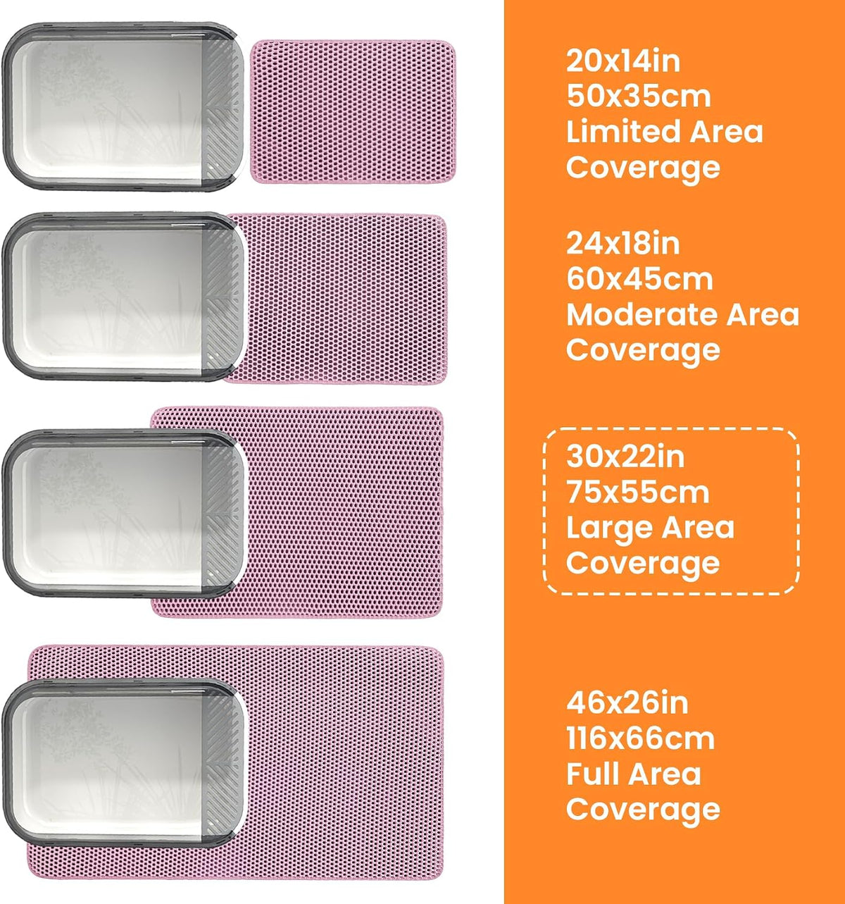 Extra Large Cat Litter Mat, Double Layer Honeycomb Design, Pink