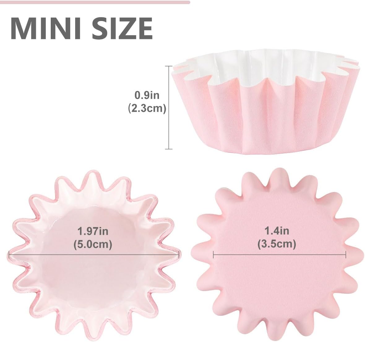 Heavy Duty Pink Mini Cupcake Liners Small Muffin Baking Cups 200pcs