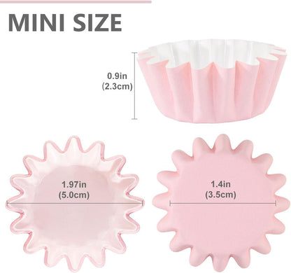 Heavy Duty Pink Mini Cupcake Liners Small Muffin Baking Cups 200pcs