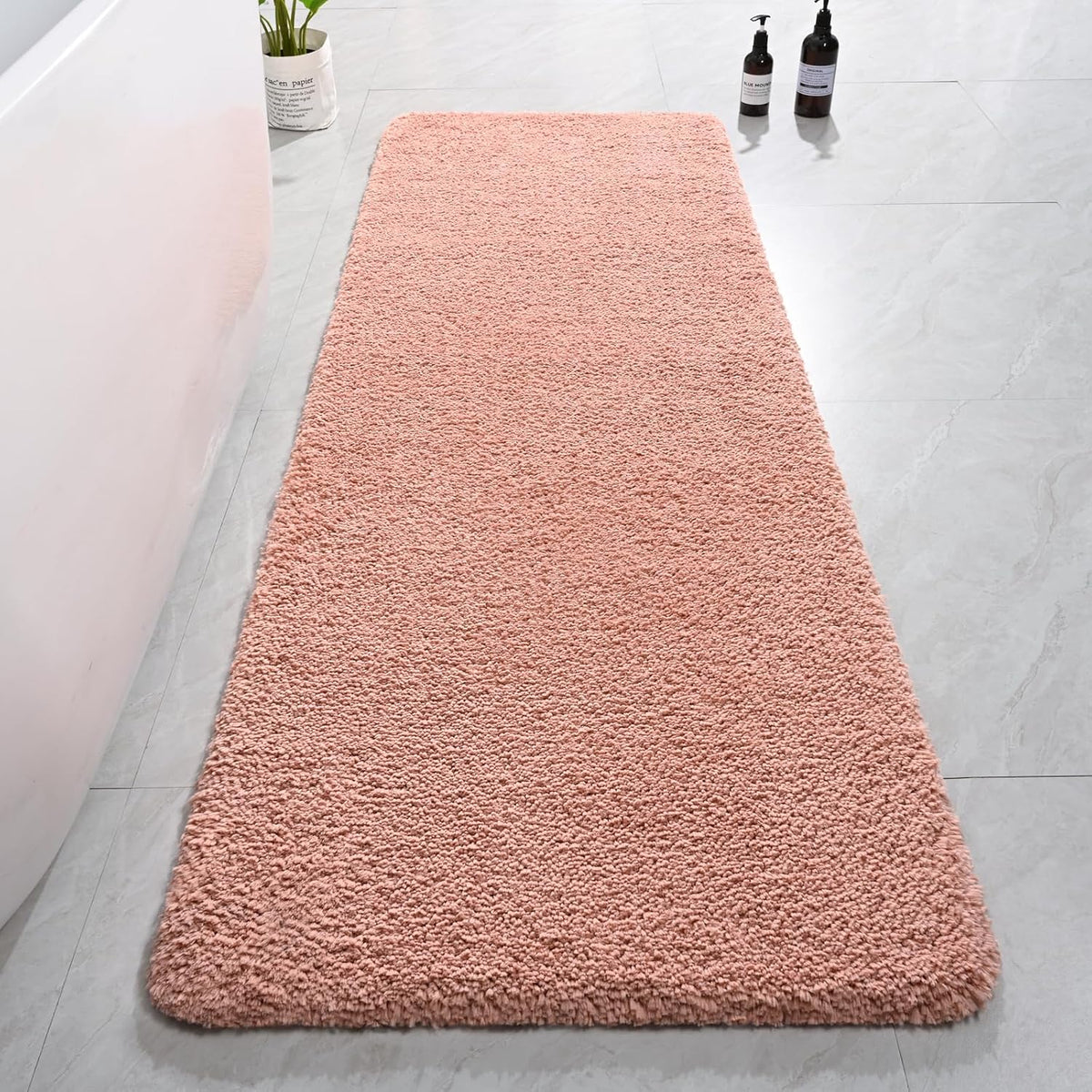 AROGAN Luxury Long Bathroom Runner Rug, Non Slip Bath Mat, 24x72 Inch Pink