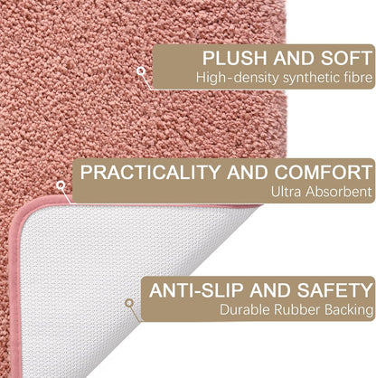 AROGAN Luxury Long Bathroom Runner Rug, Non Slip Bath Mat, 24x72 Inch Pink