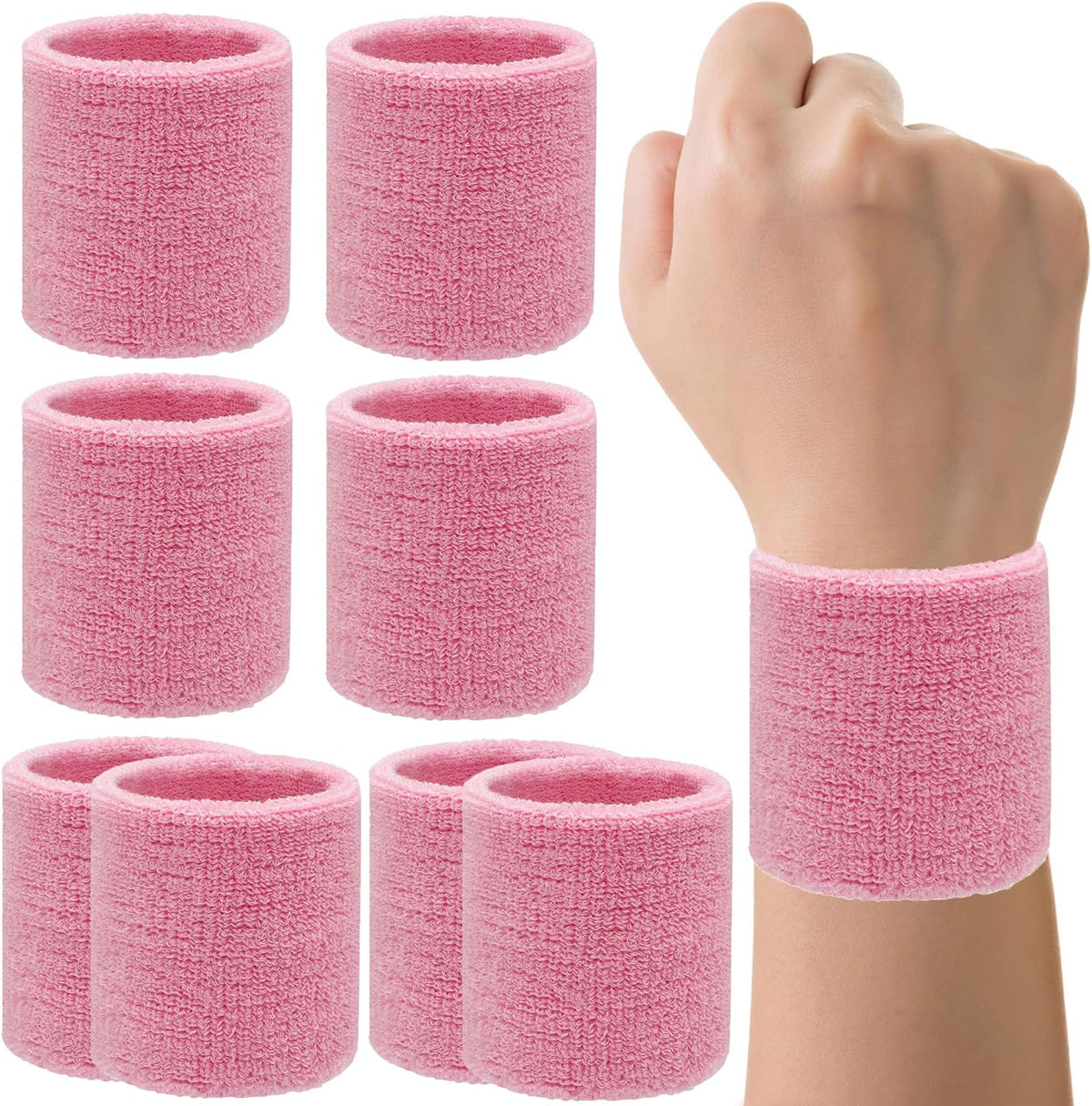 8 Pack Wrist Sweatbands Tennis Wrist Bands Absorbent Sweat Band for Men and Women, Breathable Cotton Sweatbands for Working Out, Football, Basketball, Running Athletic Sports