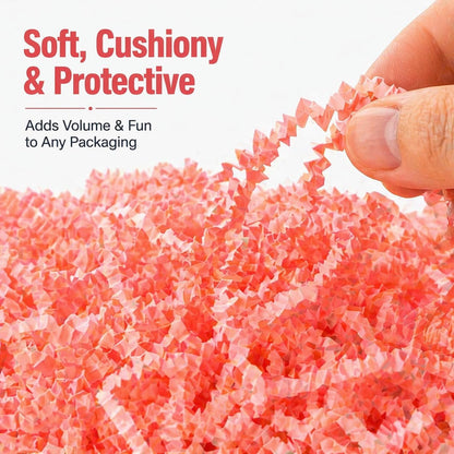Colar Pink Crinkle Cut Paper Shred Filler, 5oz Decorative Gift Basket Filler, Cushioning Packing Material for Gift Boxes, Bags, DIY Crafts, Party Supplies & Shipping Protection