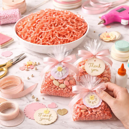 Colar Pink Crinkle Cut Paper Shred Filler, 5oz Decorative Gift Basket Filler, Cushioning Packing Material for Gift Boxes, Bags, DIY Crafts, Party Supplies & Shipping Protection