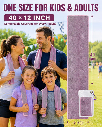 Pack of 20 Cooling Towel 40x12'' Ice Towel for Neck and Face Microfiber Chilly with Bag Breathable Yoga Gym Stay Cool Towels Sweat Rag for Workout Running Camping Pilates Beach, Pink