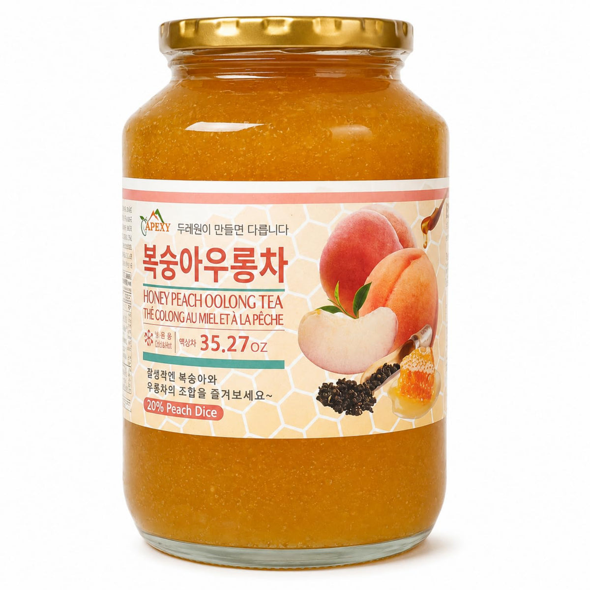 Korean Honey Peach Oolong Tea – Made with Real Fruit, No Artificial Colors – Premium Drink Base, Smoothies, Desserts, Cocktails, Yogurt, Spreads Made in KOREA 35.27oz (1kg). (Peach Oolong Tea)
