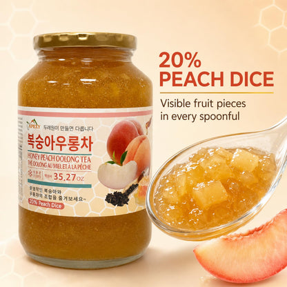Korean Honey Peach Oolong Tea – Made with Real Fruit, No Artificial Colors – Premium Drink Base, Smoothies, Desserts, Cocktails, Yogurt, Spreads Made in KOREA 35.27oz (1kg). (Peach Oolong Tea)