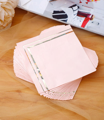 100 Pink Napkins - 4 Assorted Designs l 3-Ply Cocktail Napkins Folded 5 x 5 Inches l Bar Napkins Disposable Party Napkins Paper Napkins Dinner for Wedding Baby Shower Birthday (Assorted Pink)