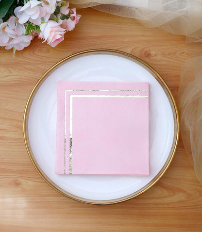 100 Pink Napkins - 4 Assorted Designs l 3-Ply Cocktail Napkins Folded 5 x 5 Inches l Bar Napkins Disposable Party Napkins Paper Napkins Dinner for Wedding Baby Shower Birthday (Assorted Pink)