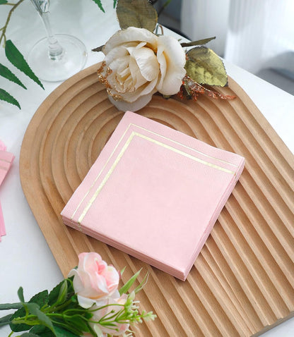 100 Pink Napkins - 4 Assorted Designs l 3-Ply Cocktail Napkins Folded 5 x 5 Inches l Bar Napkins Disposable Party Napkins Paper Napkins Dinner for Wedding Baby Shower Birthday (Assorted Pink)