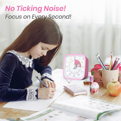 Unicorn Visual Timer for Kids, Silent 60-min Countdown Timer, Pink