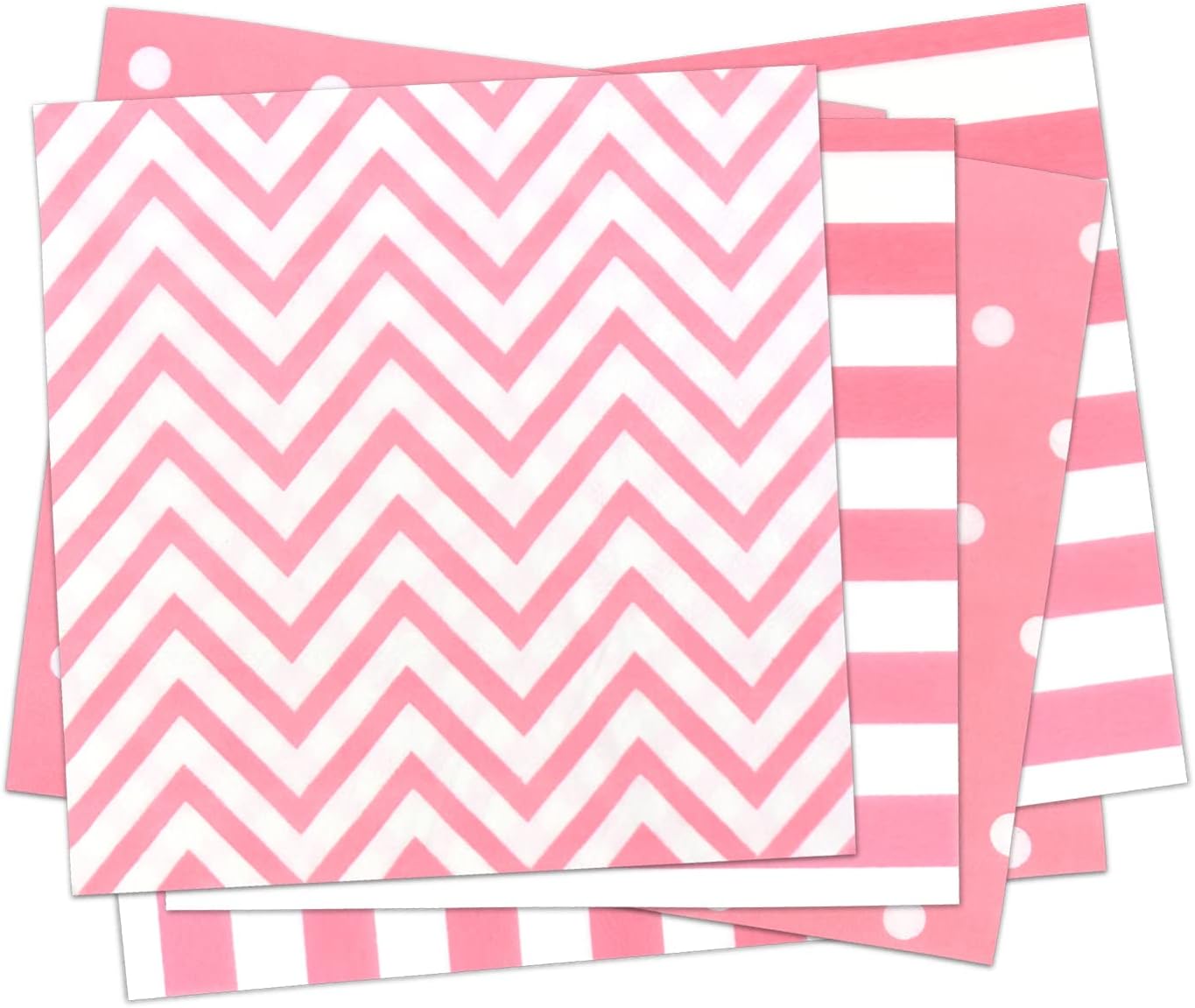Disposable Striped Chevron Polka Dot Pink Paper Luncheon Napkins 60 Count 13"x13"