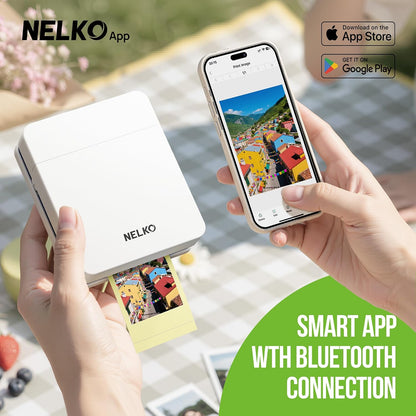 PP01 Photo Printer, 2x3 Portable Photo Printer, Mini Printer, White | Instant Color Inkjet Printer for Smartphone, Sticky-Back Photos, Bluetooth Compatible with iOS & Android, AI App Editing