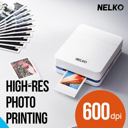 PP01 Photo Printer, 2x3 Portable Photo Printer, Mini Printer, White | Instant Color Inkjet Printer for Smartphone, Sticky-Back Photos, Bluetooth Compatible with iOS & Android, AI App Editing