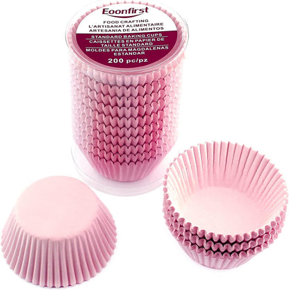 Standard Size Baking Cups Valentine's Day Cupcake Liners 200 Pcs (Light Pink)