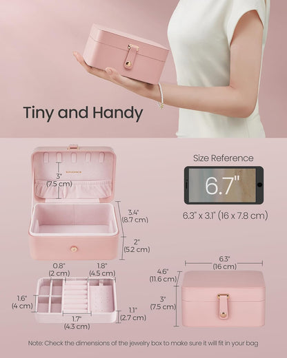 SONGMICS Travel Jewelry Organizer, 2-Layer Portable Jewelry Box Case