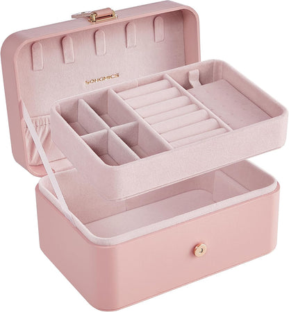 SONGMICS Travel Jewelry Organizer, 2-Layer Portable Jewelry Box Case