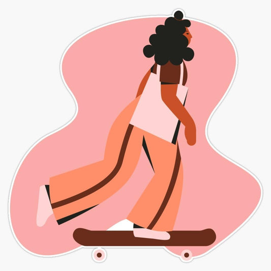 Pink Pastel Girl Skateboarder Sticker Decal Laptop Car Window Vinyl 5"