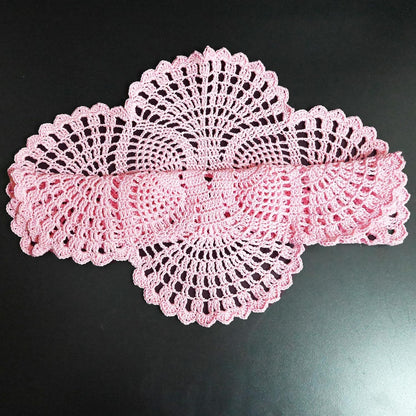 Handmade Crochet Lace Doily 15.5 inches to 17.5 inches Round 6 Petals Flower Placemats Coasters Vintage Doilies Vase Cup Mats (1, Pink)