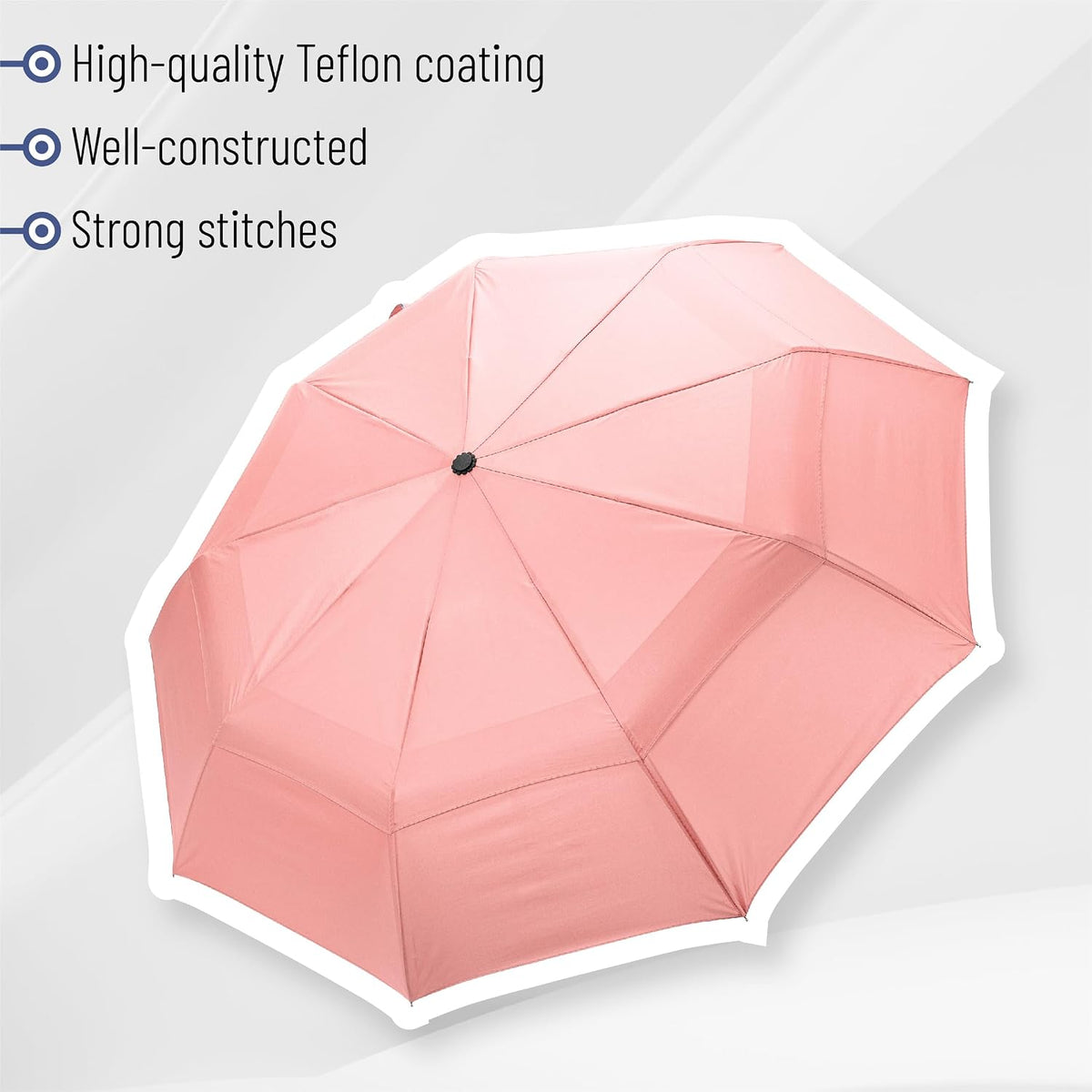 Windproof Travel Umbrella, Small Water-Resistant Automatic Folding Umbrella for Rain and Sun, Light, Compact and Portable for Women & Men, Fits Car & Backpack