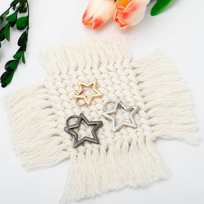 4 PCS Handmade Boho Coaster, 100% Cotton Woven Macrame Absorbent Coasters for Drinks, Heat Resistant Cotton Coasters for Coffee Table, Desk Kitchen Dining Room, Housewarming Gift (White & Pink)