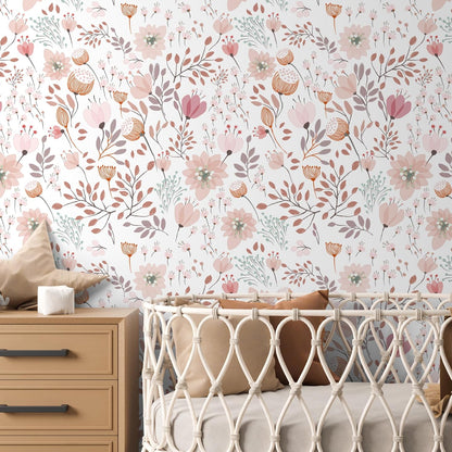 Peel and Stick Boho Pink Floral Peel Stick Wallpaper Contact Paper Removable Self Adhesive Wallpaper for Walls Bedroom Home Decoration Vinyl Rolls 17.7''x118.1''