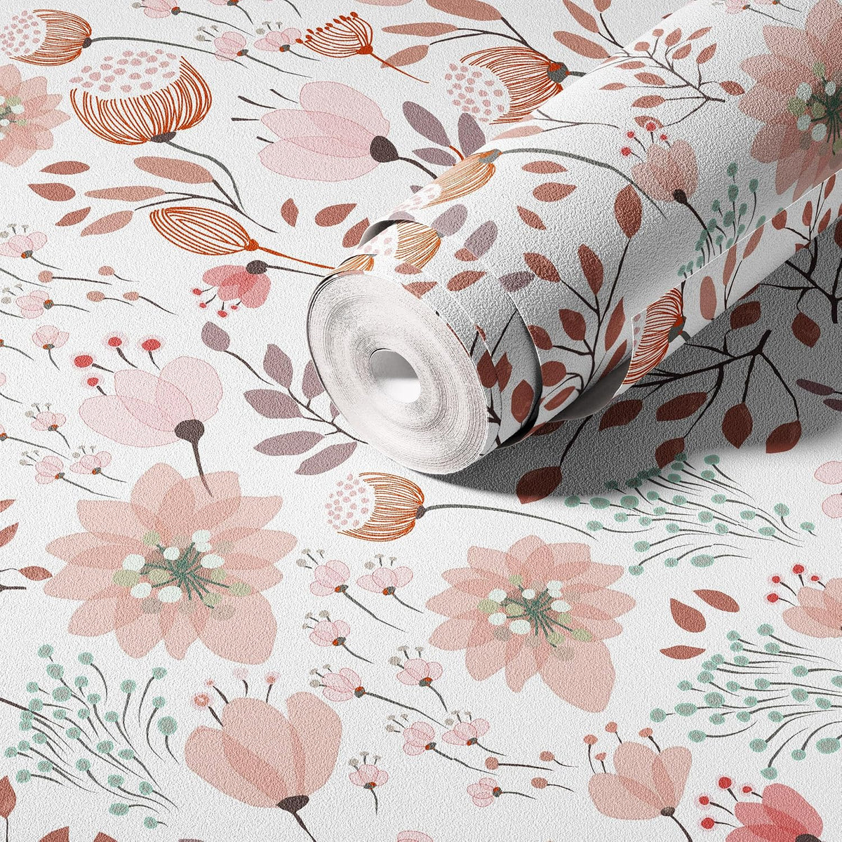 Peel and Stick Boho Pink Floral Peel Stick Wallpaper Contact Paper Removable Self Adhesive Wallpaper for Walls Bedroom Home Decoration Vinyl Rolls 17.7''x118.1''