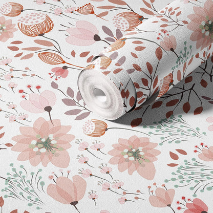 Peel and Stick Boho Pink Floral Peel Stick Wallpaper Contact Paper Removable Self Adhesive Wallpaper for Walls Bedroom Home Decoration Vinyl Rolls 17.7''x118.1''