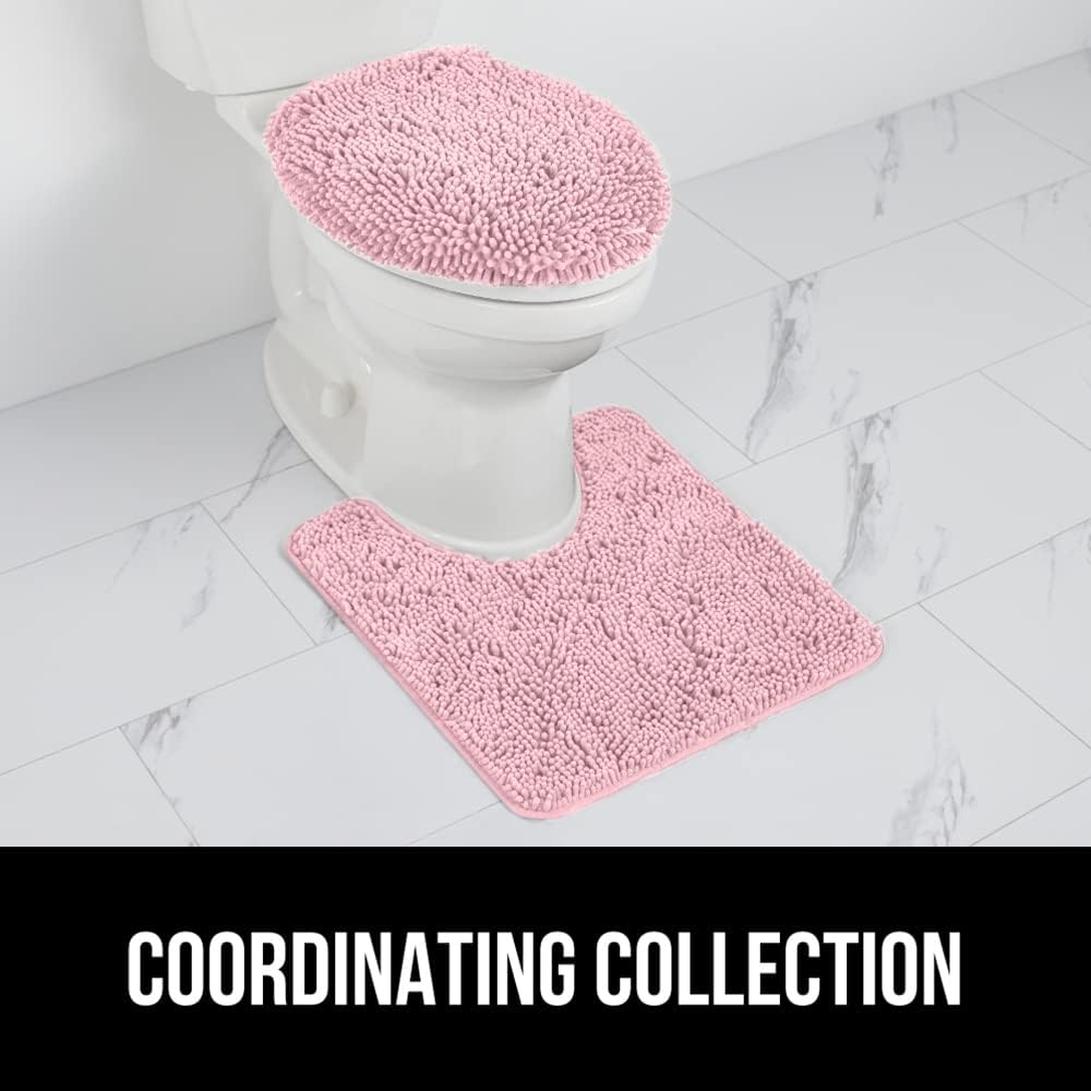 Soft Chenille Toilet Lid Seat Cover, 19.5x18.5 Light Pink