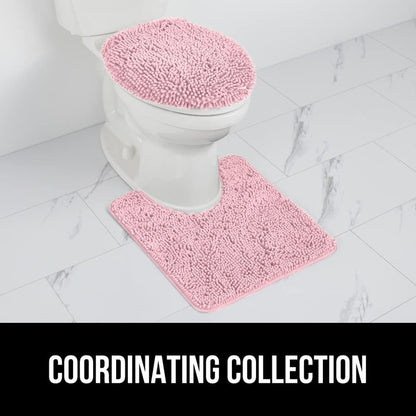 Soft Chenille Toilet Lid Seat Cover, 19.5x18.5 Light Pink