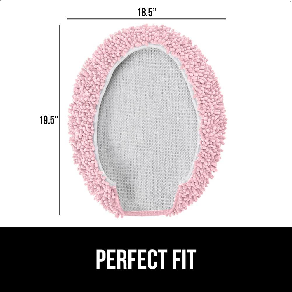 Soft Chenille Toilet Lid Seat Cover, 19.5x18.5 Light Pink