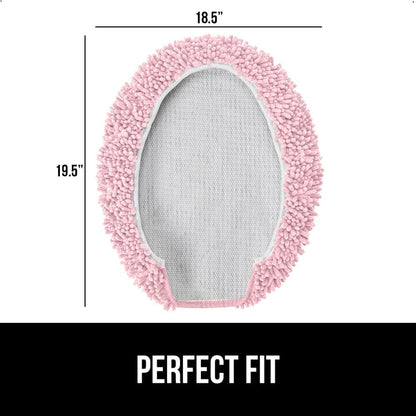 Soft Chenille Toilet Lid Seat Cover, 19.5x18.5 Light Pink