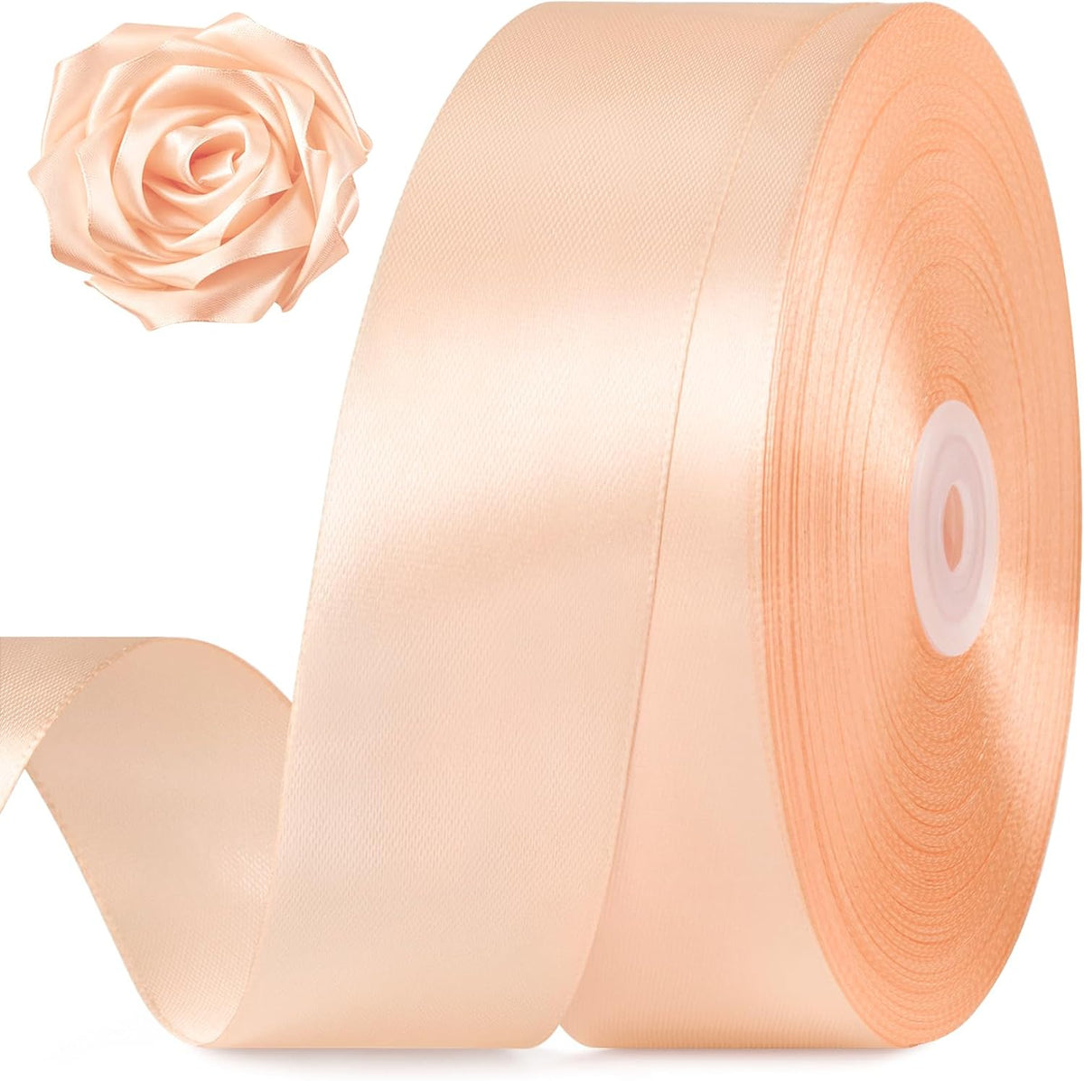Pastel Orange Ribbon 1-1/2 Inch x 100 Yards, Satin Ribbon