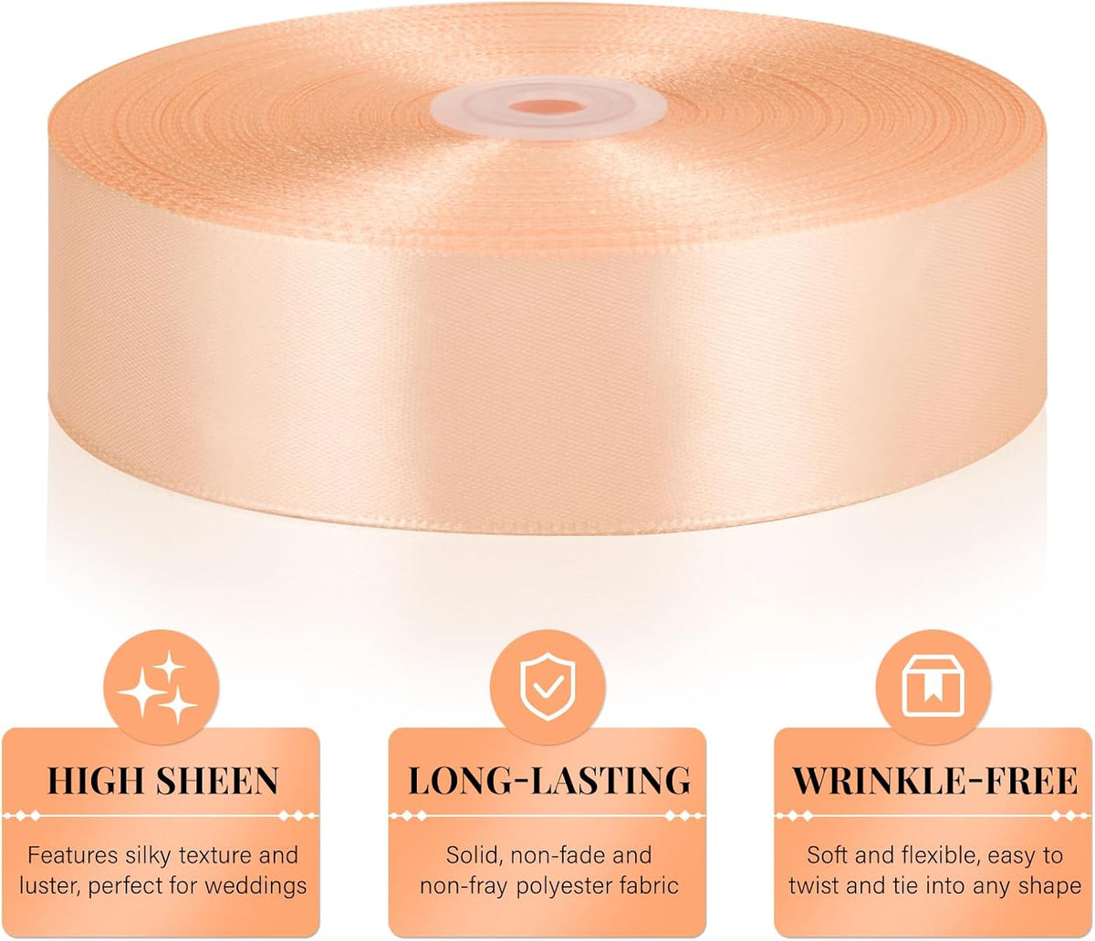 Pastel Orange Ribbon 1-1/2 Inch x 100 Yards, Satin Ribbon