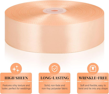 Pastel Orange Ribbon 1-1/2 Inch x 100 Yards, Satin Ribbon