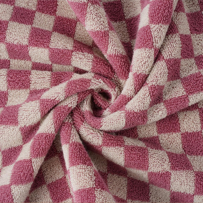3 Piece Checkered Hand Towels for Bathroom in Pink Gray Green, Soft Absorbent Cotton Face Towels Bath Towels with Buffalo Checkered Pattern,Towel Set for Kitchen, 13"×30"