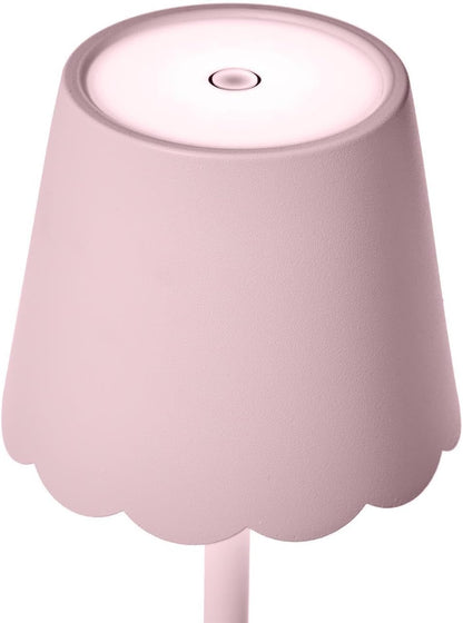 Scalloped Edge Shade LED Cordless Table Lamp, 14-Inch, Pink