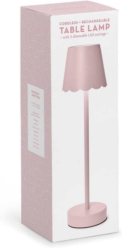 Scalloped Edge Shade LED Cordless Table Lamp, 14-Inch, Pink