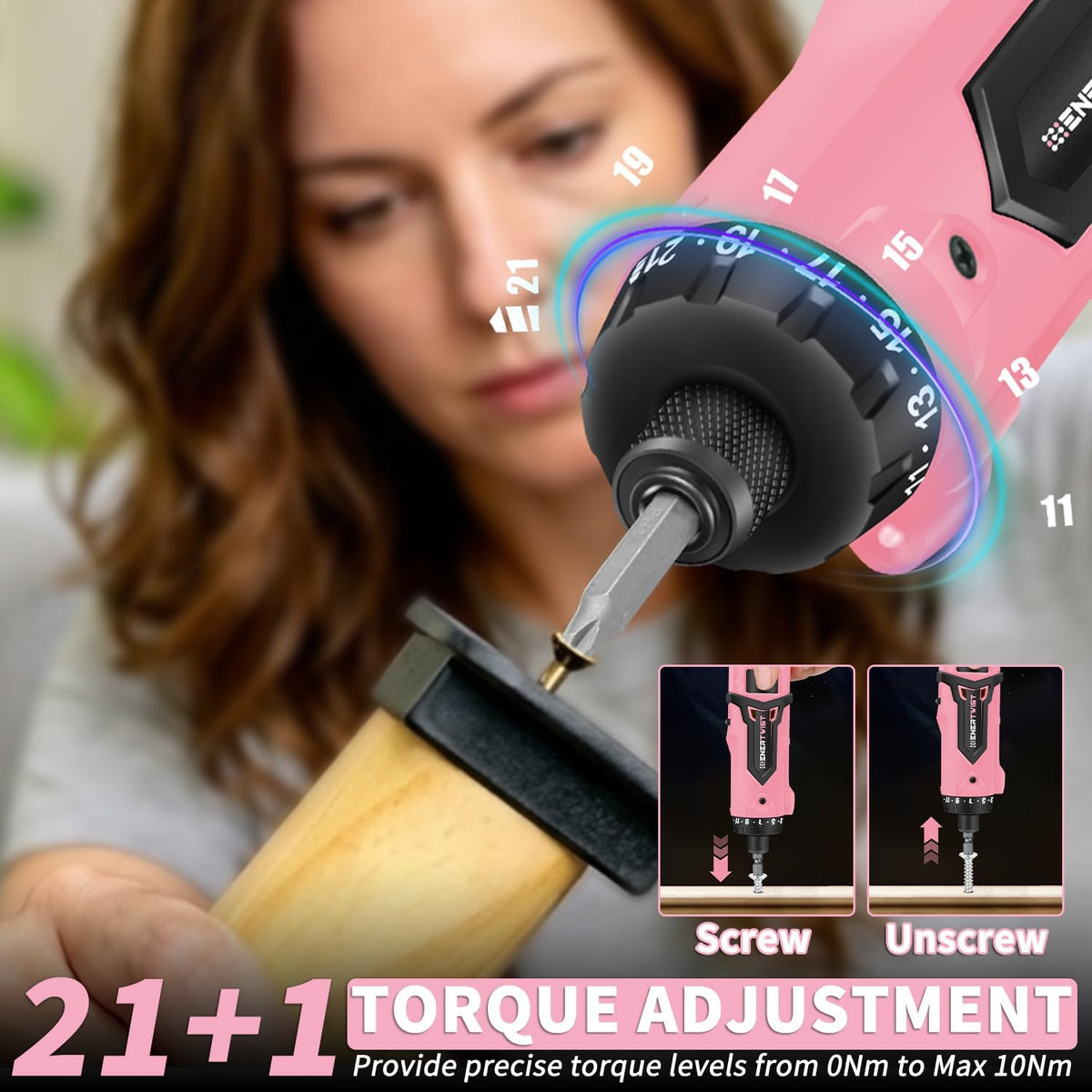 Cordless Electric 8V Pink Screwdriver with 82 Accessory Kit